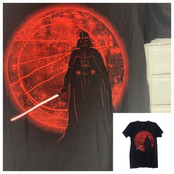 Tee Villain tshirt Darth Vader Star Wars black red ringspun cotton unisex small - Picture 1 of 5